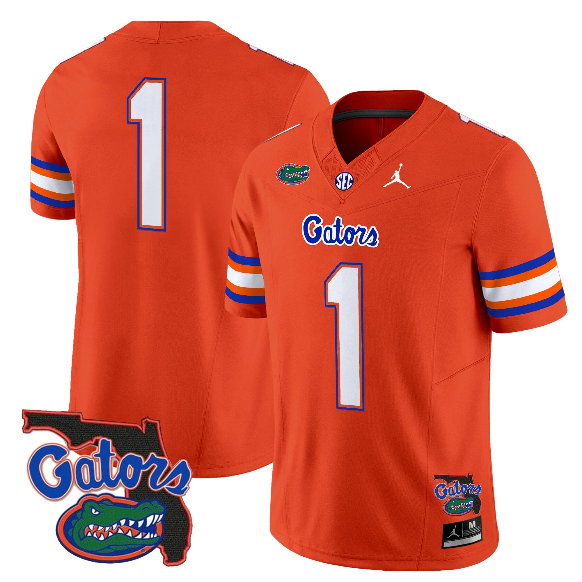 Men Florida Gators #1 No Name Orange 2024 Florida Patch Vapor Limited NCAA Jersey->ncaa teams->NCAA Jersey